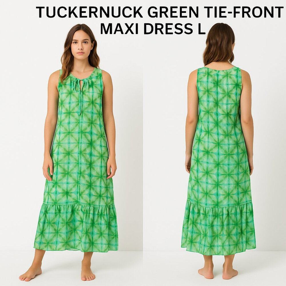 Tuckernuck Green Tie-Front Maxi Dress